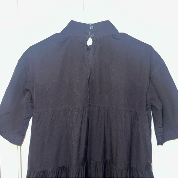Everlane The Tiered‎ Mockneck Dress Cotton Knee Length Black Size Small - Picture 9 of 15